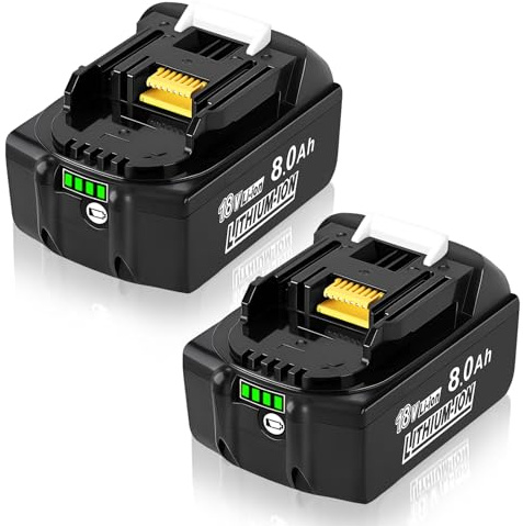 Moautodc Batería de Repuesto para Makita 18V: batería de Ion de Litio de 8,0Ah Compatible con BL1850 BL1850B BL1860 BL1860B BL1850BL1830 194205-3 LXT-400 (2 Unidades)