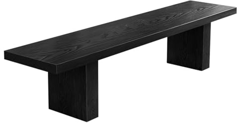 Farmhouse Massivholz-Essbank für Küche, Eingangsbereich und Schlafzimmer, 100 cm, rustikale Sitzgelegenheit, Heimdekoration und stilvolle Treffen, Schwarz