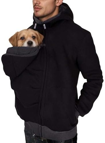 MODSGUE Sweat à capuche kangourou pour homme - Porte-bébé - Pull chaud - Manteau kangourou - Pour papa et bébé - 2 en 1 - Veste de portage basique à manches longues - Veste kangourou confortable, Noir