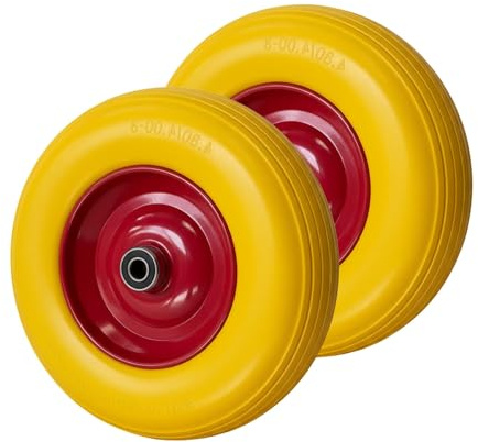 2X PU Schubkarrenrad 4.00-8 pannensicher – Vollgummi-PU Reifen mit Stahlfelge, 180 kg Tragkraft – Ersatzrad Komplettrad für Schubkarre & Handwagen
