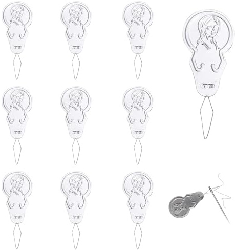 LEOUEANR 10 enhebradores de aguja, aluminio en forma de calabaza, ayuda para coser a mano para manualidades y herramientas de costura (plateado)