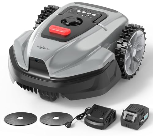 YARDCARE V3 Robot Tondeuse sans câble périphérique, avec Navigation visuelle, détection 150+ Obstacles, contrôle Via appli, 50 DB, Robot Tondeuse pour Petits et Moyens Jardins, Bandes magnétiques