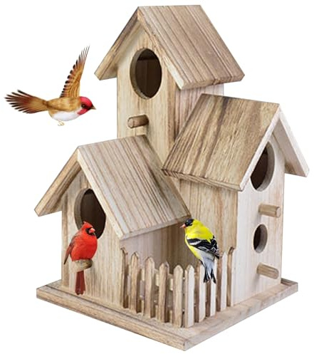 Casa para pájaros Casas para pájaros de Madera para jardín, Novedad, Caja Nido, cabaña de Hotel Natural para Exteriores, jardín, árbol, balcón, Cajas