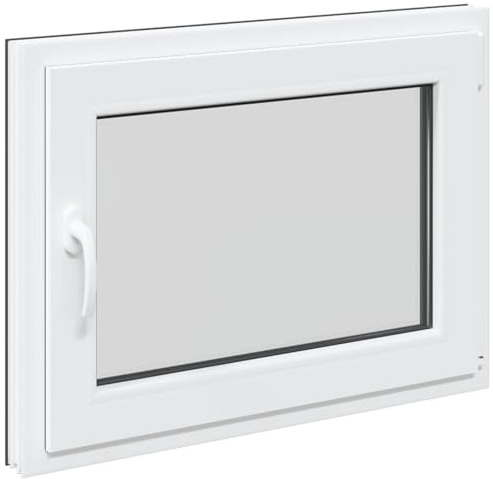 RISOR Antracit manuellt källarfönster 60 x 100 cm PVC och glas, modern fönsterdesign för källare, hållbart, energieffektivt, värmeisolerat, ljudisolerat
