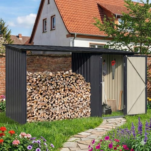 Albatros Gerätehaus M RAL7016 | 266x127x161cm, 2,3m³, Holzunterstand | Gartenhaus & Geräteschuppen, abschließbar, inkl. Schloss & Werkzeughaken, verzinktes Metall, wetterfest, Anthrazit, robust