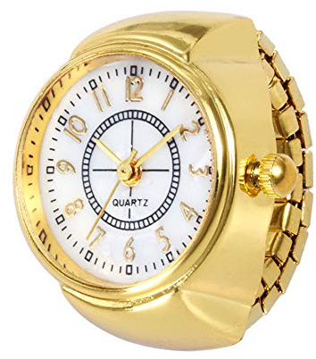 Armbanduhr Fingeruhr Analog Zifferblatt Ring Elastisch Coole Herrenuhr Teenager Uhren für Jungen, gold, One Size