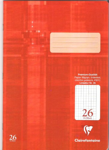 DAS PREMIUM SCHULHEFT Clairefontaine Schreibheft A4 ( Lineatur 26 ) a 16 Blatt / Im 3er Pack 3x Schreibheft a 16 Blatt.