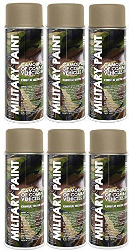 Deco Color 6er Sparpack MILITÄR Army Militärlack Lackspray 400ml Nato freie Farbauswahl (6 Dosen in sandhell RAL 1019)