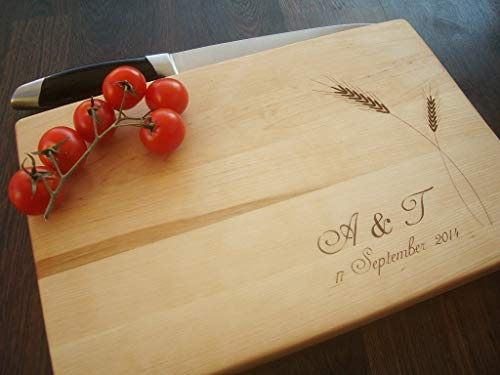 Planche à Découper en Bois Gravée et Personnalisée avec épis de blé | Cadeau pour papa | Cadeau personnalisé | Planche à Pain | Cadeau Femme | Cadeau de mariage | Planche Bois par Algis Crafts