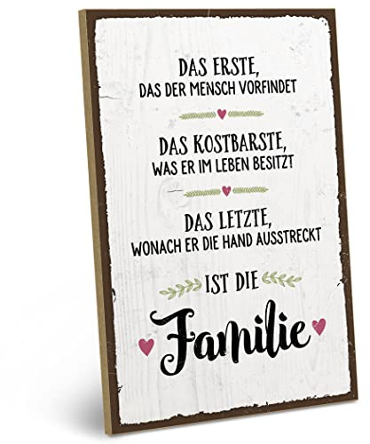 ARTFAVES® Wandbild Holzschild mit Spruch - FAMILIE IST ALLES - Türschild Retro Vintage Deko Bild Geschenk - Familie, Zuhause