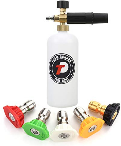 Tool Daily Foam Cannon with 1/4 Inch Quick Connector, 1 Liter, 5 Pressure Washer Nozzle Tips