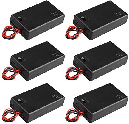 HALJIA Batterie-Aufbewahrungsbox mit EIN-/Ausschalter, Gehäuse und Kabelleitungen, 4,5 V, AAA, 3 x 1,5 V, 6 Stück