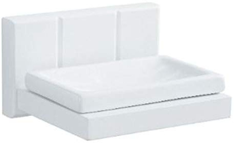 Croydex Tongue and Groove Effect Ceramic Soap Dish and Holder for Bathroom, Kitchen | Wall Mounted | White