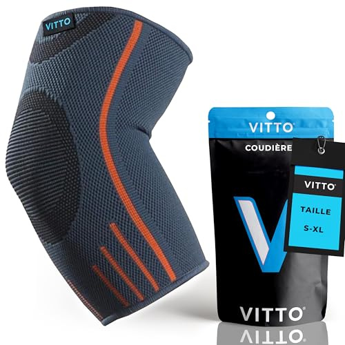 VITTO Armbågsstöd för män och kvinnor – kompressionshylsa för tendinit, artrit, skador – tennisarmbågsstöd, ärmar för tyngdlyftning (S, grå, enkel)