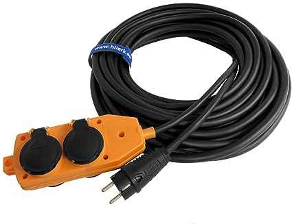 Hilark Cable Tech Enrouleur Cable Electrique H05VV-F 3x2,5 50m rallonge électrique avec Bloc Prises Professionnelle