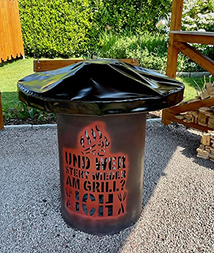 Feuerplatte Abdeckung | Grillplatte Schutzhülle | 670g/m² LKW-Plane - robust & wasserdicht | Für eine Feuerplatte/Grillplatte bis ø 100cm (ø-100cm, Staubgrau (RAL7037))