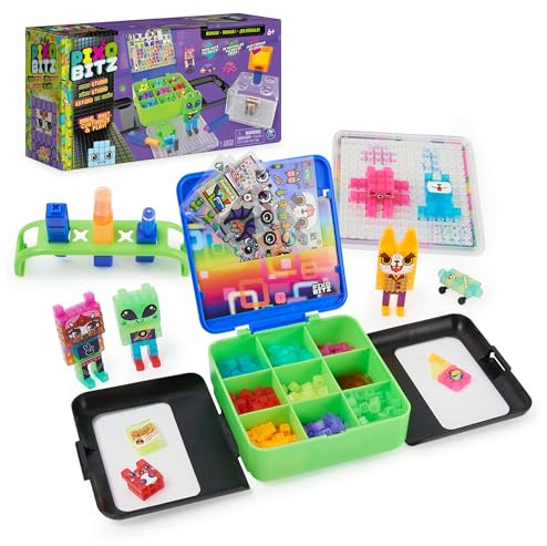 Pixobitz, Neon-Studio mit 600 durch Wasser klebenden Perlen, Dekos und Zubehörteilen, zum Basteln von 3D-Kunstwerken ohne Hitze, Kinderspielzeug zum Basteln