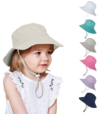 Kunyeah Barn brett brätte solhatt baby sommar strand hink hatt småbarn vikbar fiskarhatt, Beige, M
