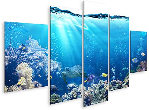 islandburner Bild auf Leinwand Unterwasser Szene Mit Riff Und Tropischen Fischen Wandbild Poster Kunstdruck Bilder