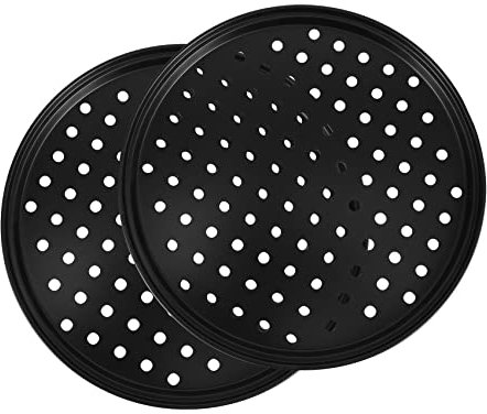 Ksrnsne 2Pc 10-Inch Perforated Pizza Pan Carbon Steel Non-Stick Coating Easy to Clean Pizza Pan
