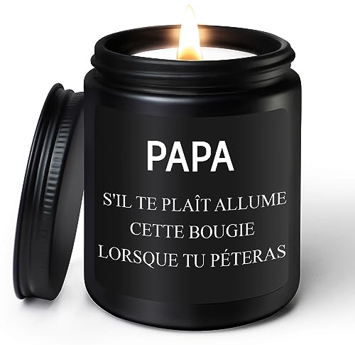 Coldbling Idée Cadeau Papa Fete des Peres Anniversaire, Bougie Parfumée Cadeaux Fête des Pères Noël pour Papa Homme Pere Original Drole Bougie au Bois de Santale 200g