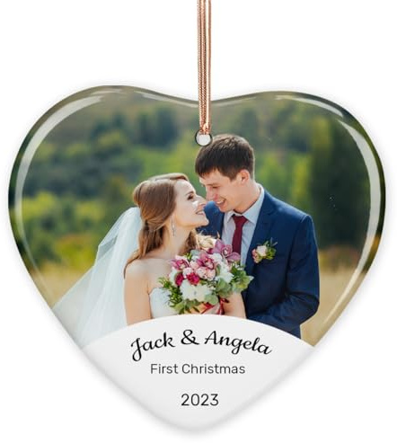 Personalisierte Weihnachtskugeln mit Foto, 2024 Personalisierte Weihnachtskugeln mit Paarfotos, Weihnachtsbaum Dekoration, Personalisierte Keramik für Paare