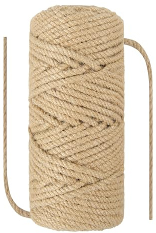 NorthPada Natural Jute Hemp Rope, 4mm x 50 Metres, Garden Twine for Gardening, Plants, Crafts, Binding, Packing, Cat Scratcher Post Tree