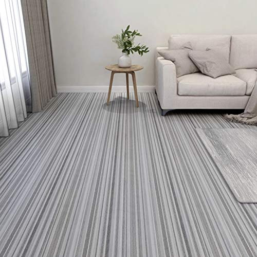 Gecheer Lamas para Suelo Autoadhesivas Tarimas Autoadhesivas Lama Baldosa Azulejo Suelo para Salón Sala de Estar Dormitorio Impermeables Antideslizantes 55 uds PVC 5,11 m² Gris Claro