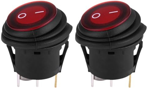 2 Stück 20a Wippschalter, 12 V/24 V, 25 X 27 X 20 Mm/1 X 1,06 X 0,78 Zoll, Universal, 3-polig, Für Auto, Auto, Boot, Rund, Ein/aus Für Auto, LKW