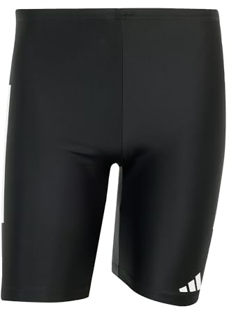 adidas Homme 3 Stripes Swim Jammers 8 inch, Black/White, L