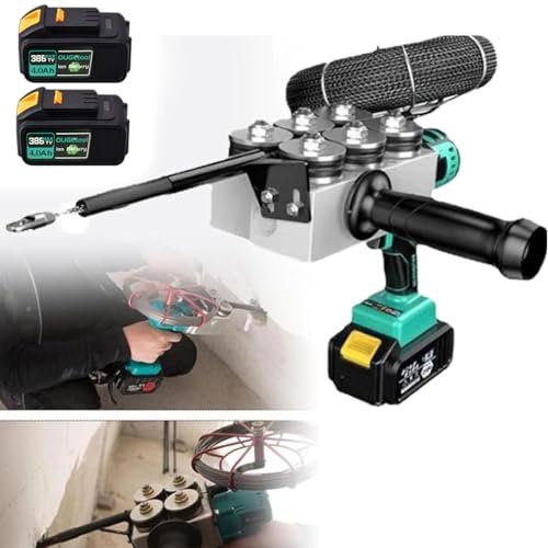 ROGHA Cinta pasacables eléctrica automática, 40 m/min, tracción en 6 Ruedas, Extractor de Cables eléctricos de Velocidad Ajustable, máquina de roscado de Cables,20000MA-2Battery