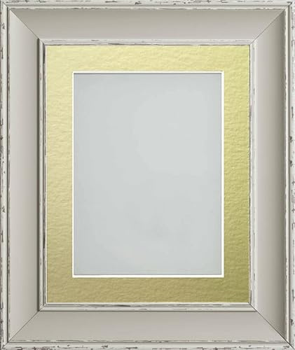 Frame Company Brooke Moonstone - Cornice portafoto grigia, con passepartout dorato, 10,2 x 7,6 cm, in plexiglas
