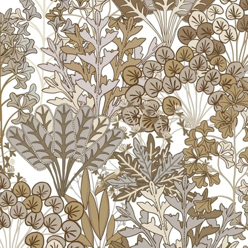 Fiula Selbstklebende Tapete Klebefolie Möbel Blätter Vintage Tapete 41x300CM Möbelfolie Selbstklebend Vinyl Wrap Hellbraun Gold Wohnzimmer Schlafzimmer Wasserdicht Wallpaper