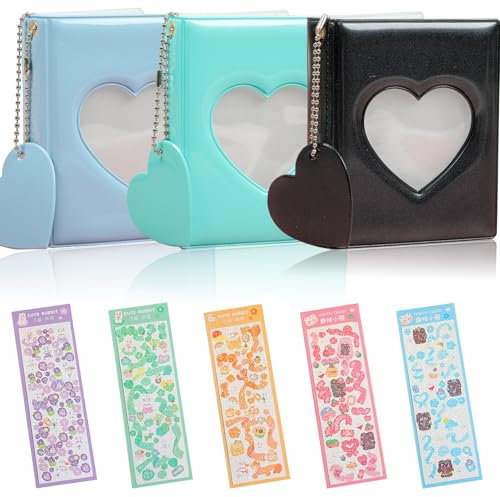 3 Inch Mini Photo Album Set of 3, MaehSab Small Kpop Photocard Binder Album, Kpop Photocard Holder Book, Photocard ID Holder, Black,Green,Blue