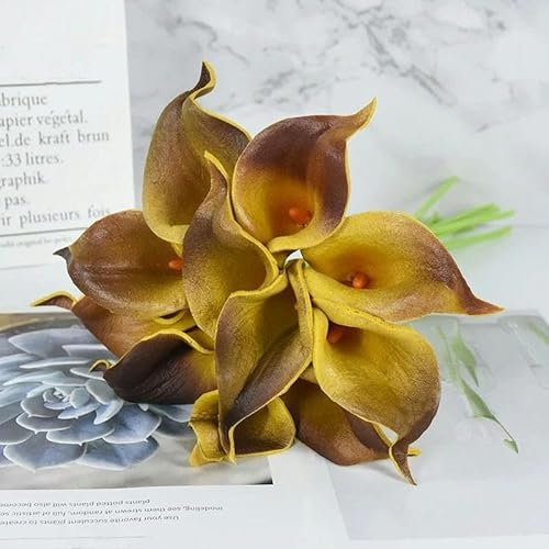 ZFISH Künstliche Calla-Lilie, 37 cm, weiß, PU-Kunstblume, für Heimdekoration, Hochzeit, Brautstrauß, Heimtisch, Blumenstrauß, Dekoration, 10/5 Stück, F11 (6) - 5 Stück