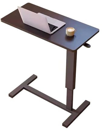 NEYTIIR Stehpult, Laptoptisch Rollbar, Beistelltisch mit Rollen aus Holz & Metall, pneumatisch höhenverstellbarer Beistelltisch, Computertisch, für Couch, Bett, Kinderzimmer und Homeoffice