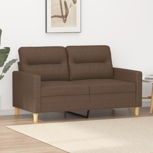 Cozynest 2Sitzer Sofa Loungesofa Couch mit Armlehnen Rückenkissen, Wohnzimmersofa Designsofa Metallgestell, Sitzmöbel Zweisitzer, Modern, Braun 120 cm Stoff