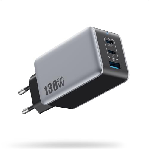 130W USB C-laddare, 3 portar PD QC PPS snabbladdning USB-C-kontakt med GAN IV Tech, 65W bärbar adapter kompakt laddare för MacBook Pro Air/iPad/Samsung osv.