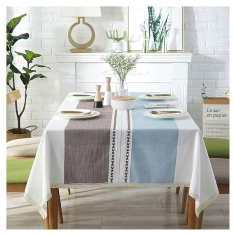 Abwaschbare Tischdecke Lila, Polyester Abwaschbare Tischdecke Streifen Tischdecke Rechteck 100x140CM
