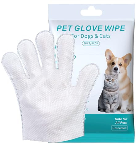 18 Unidades Toallitas Guante Desechables para Mascotas Limpieza Sin Agua Desodorizante Hipoalergénica Compatible con Perros Gatos y Mascotas Pequeñas para Pelaje Rostro Patas Oídos Cola Ideal para Cui