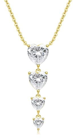 GW Kette Silber 925 Damen Herzanhaenger Silberne Halskette Damen 925 mit Herz Anhänger Zirkonia Silberschmuck Geschenke für Frauen Geburtstag
