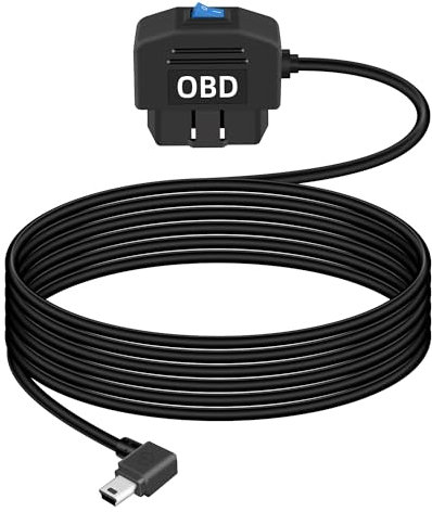 GELRHONR Angolo Mini OBD2 Stromkabel per Dash Camera, Veicoli Elettronici OBD Dashcam Hardwire Kit, AUTO OBD Adattatore Usb con Pulsante Interruttore 11,5ft 24 Ore di Sorveglianza e Acc 2 Modalità