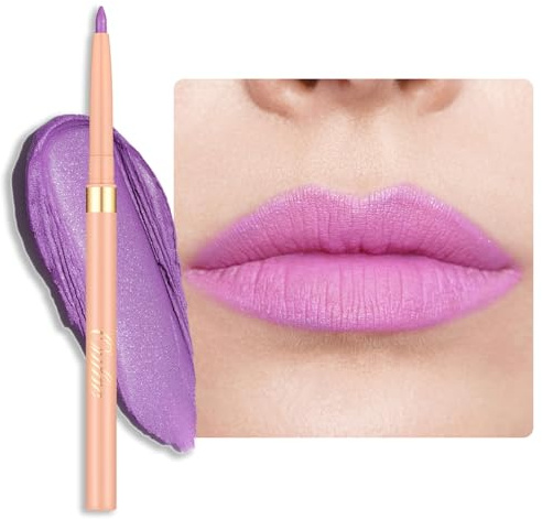 OULAC Lila läppstift vattentät, vridbar långvarig läppkonturpenna och eyeliner med matt finish, högpigmenterad och smidig, konturera dina läppar, vegansk (09) Sweet Taro
