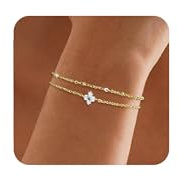 Maynor Armband Damen Silber 925 Gold mit Herz Anhänger Armbänder Armkette Verstellbare Stapelbare Kettenarmband für Mädchen Handmade Schmuck Geschenk