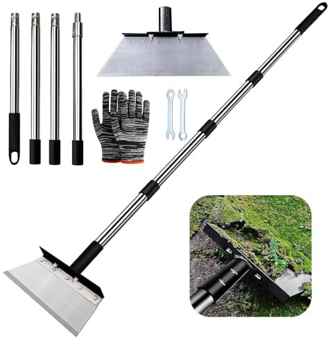 Pala da Giardino Multifunzionale,Pala Per Diserbo con Manico 163 cm, Pala Per La Pulizia Del Giardino, Pala Raschietto da Giardino Piatta,Per Diserbo, Rimozione Ghiaccio, Muschio,Pulizia Agricola