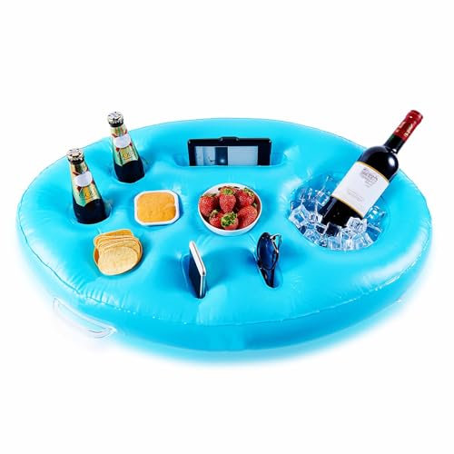 Aufblasbarer schwimmender Getränkehalter mit 9 Löchern – Sommer-Pool-Party-Getränkehalter für Whirlpool, Strand und Outdoor-Bar, auslaufsicherer Getränke- und Obst-Servierschwimmer für Erwachsene