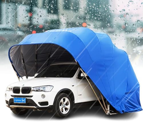 vhdurike Cochera semiautomática para Exteriores, Garaje portátil de Alta Resistencia, con Lona para Todo Tipo de Clima, Cubierta de Acero Inoxidable para Coche, Camping,19.6 * 8.2 * 8.2ft