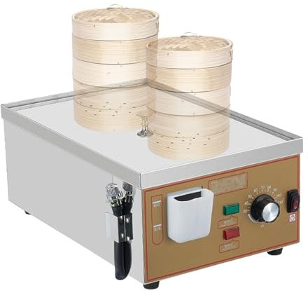 Macchina elettrica commerciale per panini al vapore, vaporiera Dim Sum in acciaio inox a 2, 4 o 6 fori, riscaldamento a tubo a U, fornitura idrica indipendente, controllo della temperatura, vaporier