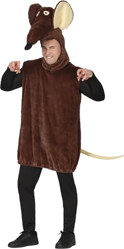 FIESTAS GUIRCA | Costume de Rat pour Adulte - Tête, Queue et Combinaison - Costumes d'Animaux pour Halloween, Carnaval et Fêtes Déguisées - Idéal pour Hommes