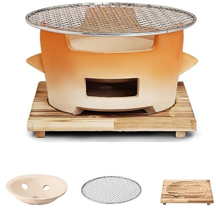 PQPQLI Réchaud De Camping en Terre Cuite, Petit Barbecue Au Charbon De Bois Portable, Barbecue Rond À Charbon De Bois À L'ancienne, Réchaud À Thé, Barbecue pour Pique-Nique en Plein Air